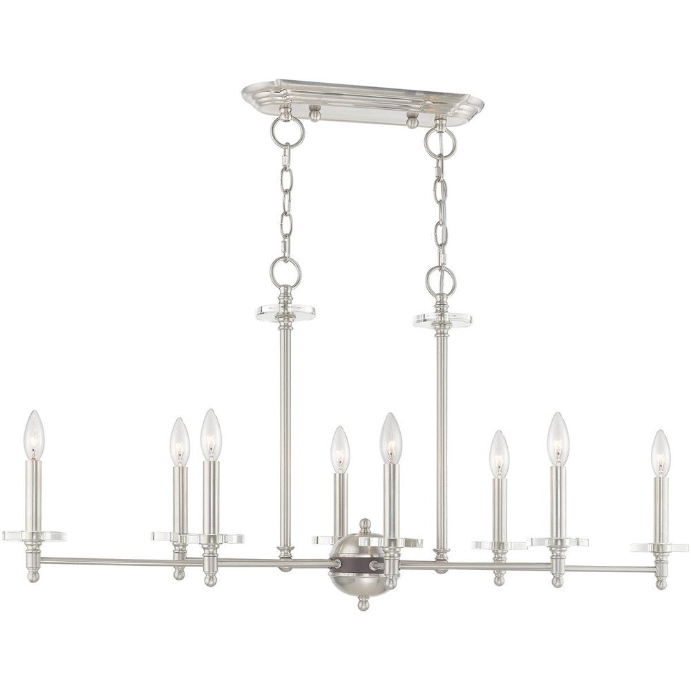 Nickel Eight Light Metal Dimmable Chandelier With Shades HomeRoots