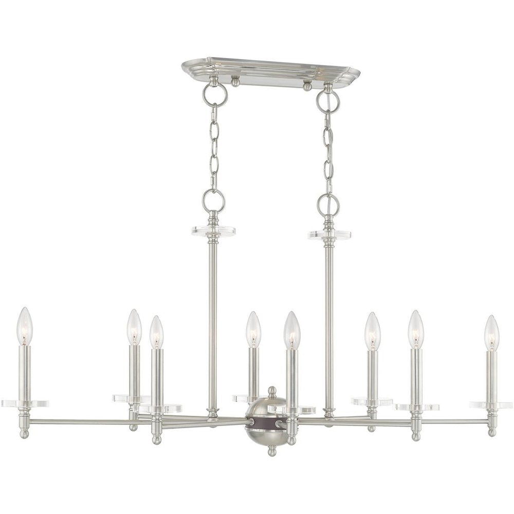 Nickel Eight Light Metal Dimmable Chandelier With Shades HomeRoots