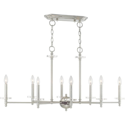 Nickel Eight Light Metal Dimmable Chandelier With Shades HomeRoots