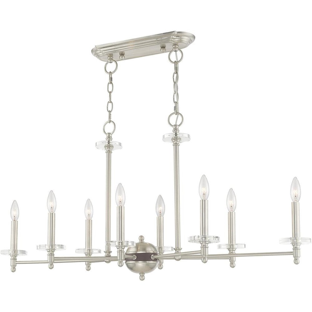 Nickel Eight Light Metal Dimmable Chandelier With Shades HomeRoots