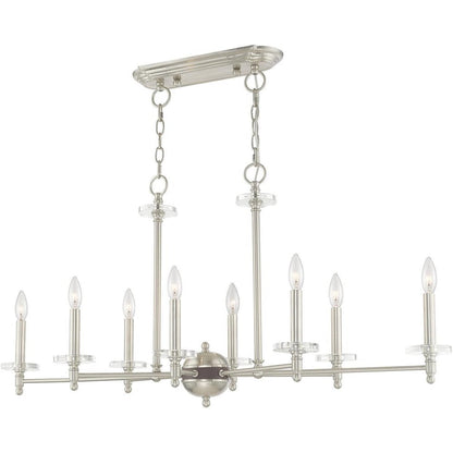 Nickel Eight Light Metal Dimmable Chandelier With Shades HomeRoots