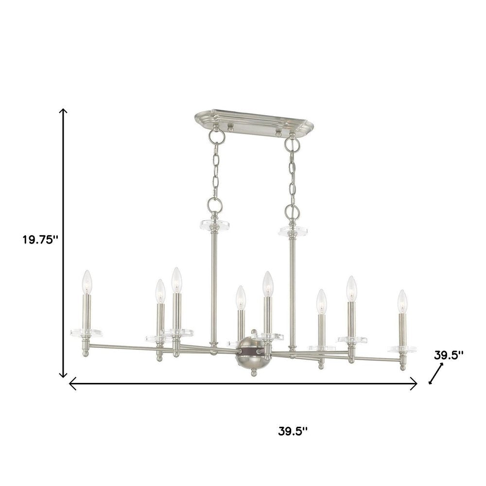 Nickel Eight Light Metal Dimmable Chandelier With Shades HomeRoots