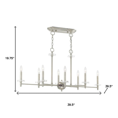 Nickel Eight Light Metal Dimmable Chandelier With Shades HomeRoots