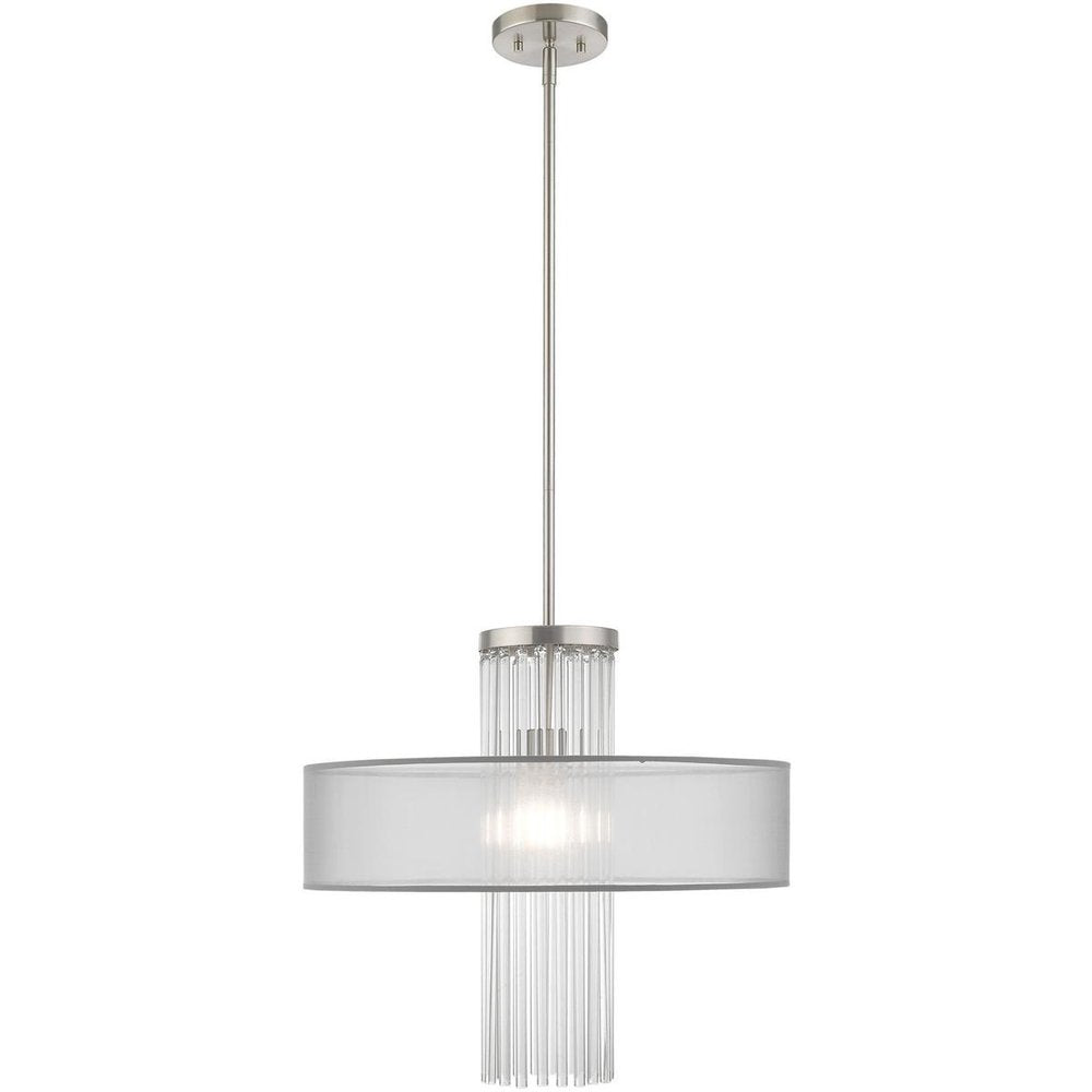 Nickel Metal Dimmable Chandelier With Shades HomeRoots