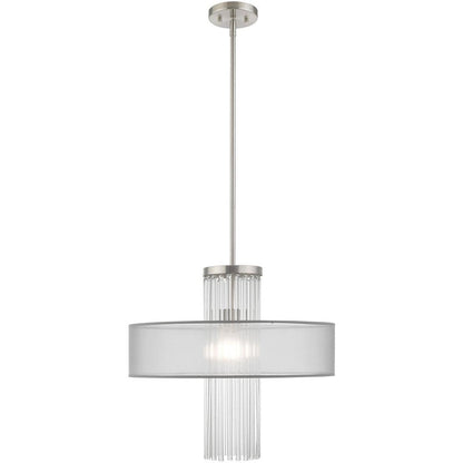 Nickel Metal Dimmable Chandelier With Shades HomeRoots