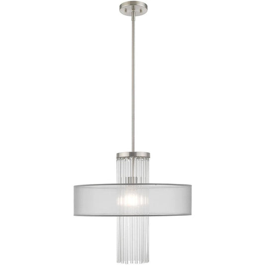 Nickel Metal Dimmable Chandelier With Shades HomeRoots