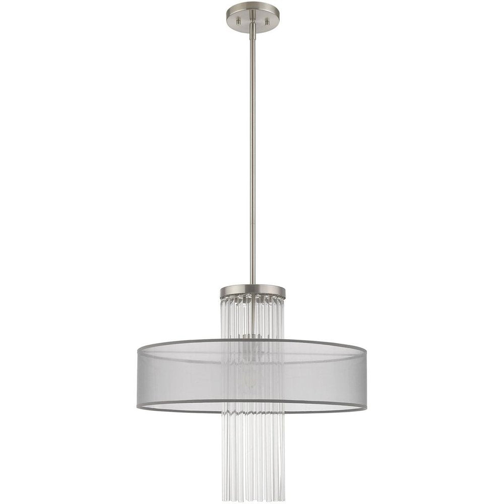 Nickel Metal Dimmable Chandelier With Shades HomeRoots