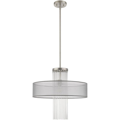 Nickel Metal Dimmable Chandelier With Shades HomeRoots