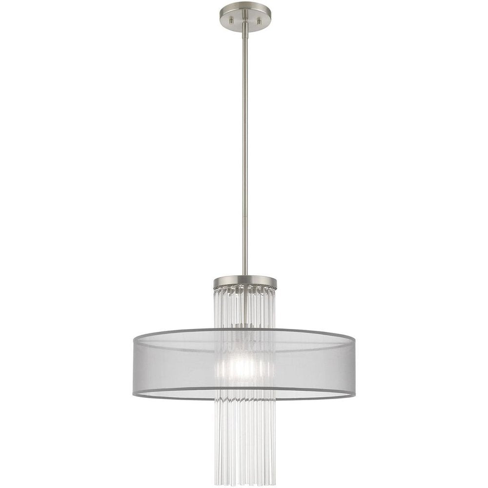 Nickel Metal Dimmable Chandelier With Shades HomeRoots