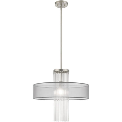 Nickel Metal Dimmable Chandelier With Shades HomeRoots