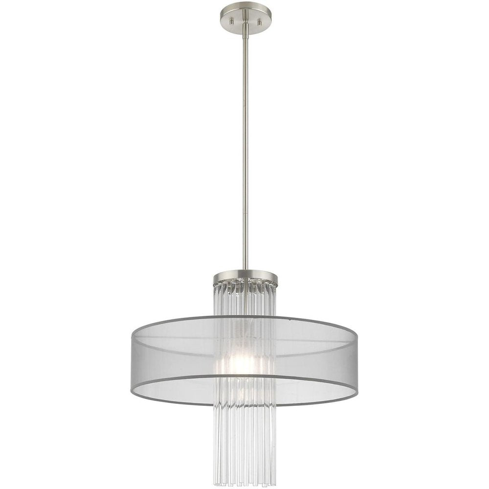 Nickel Metal Dimmable Chandelier With Shades HomeRoots