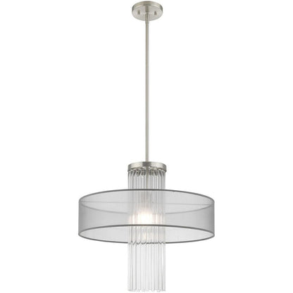 Nickel Metal Dimmable Chandelier With Shades HomeRoots