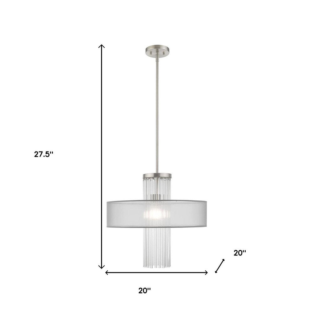 Nickel Metal Dimmable Chandelier With Shades HomeRoots