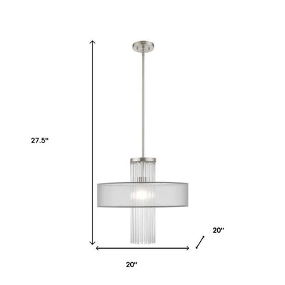 Nickel Metal Dimmable Chandelier With Shades HomeRoots