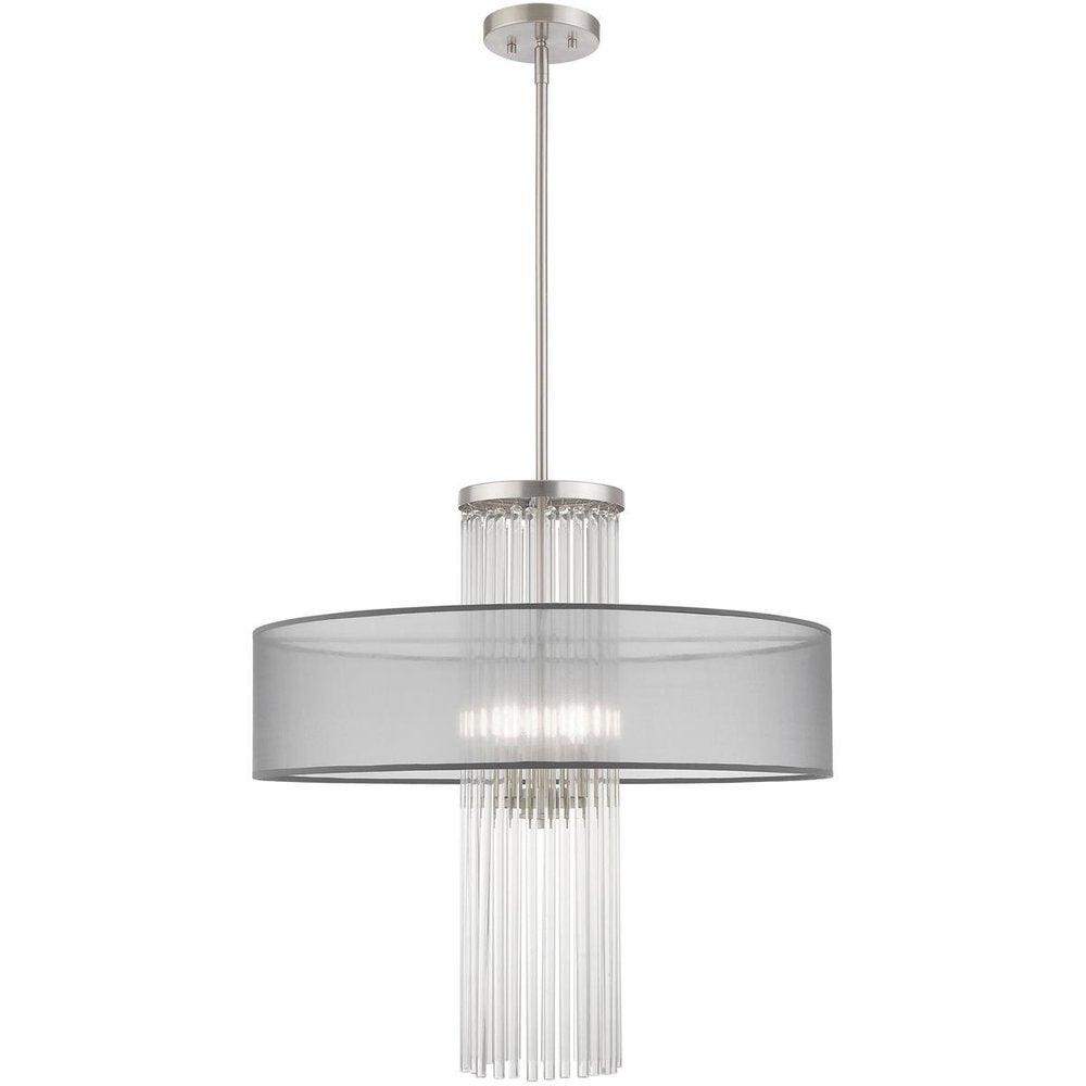 Nickel Four Light Metal Dimmable Chandelier With Shades HomeRoots