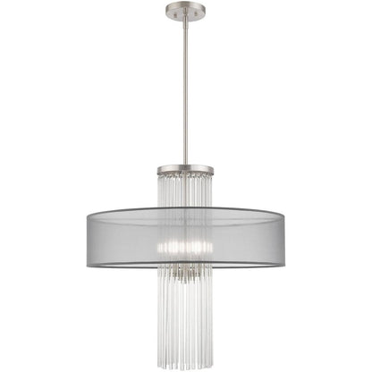 Nickel Four Light Metal Dimmable Chandelier With Shades HomeRoots