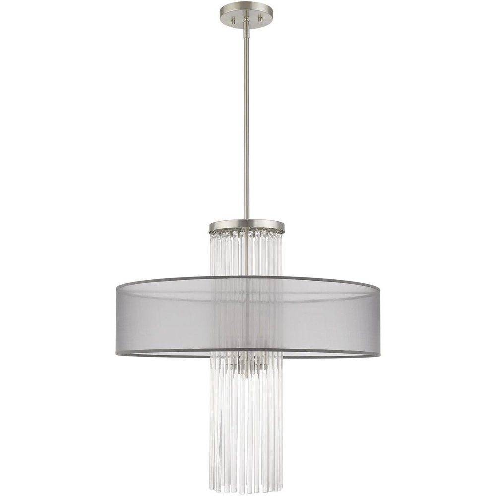 Nickel Four Light Metal Dimmable Chandelier With Shades HomeRoots