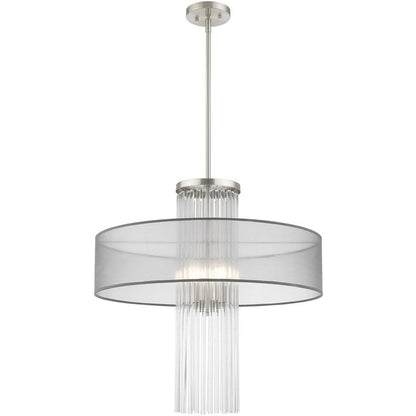 Nickel Four Light Metal Dimmable Chandelier With Shades HomeRoots