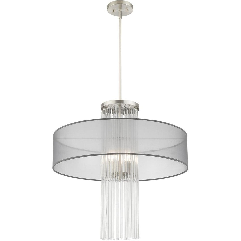Nickel Four Light Metal Dimmable Chandelier With Shades HomeRoots