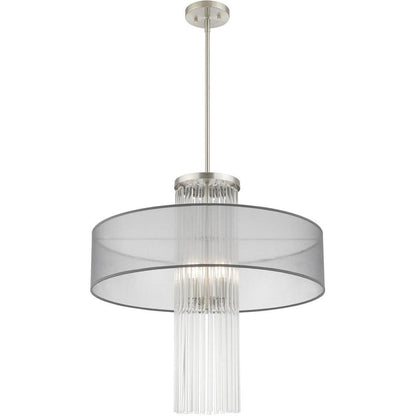 Nickel Four Light Metal Dimmable Chandelier With Shades HomeRoots