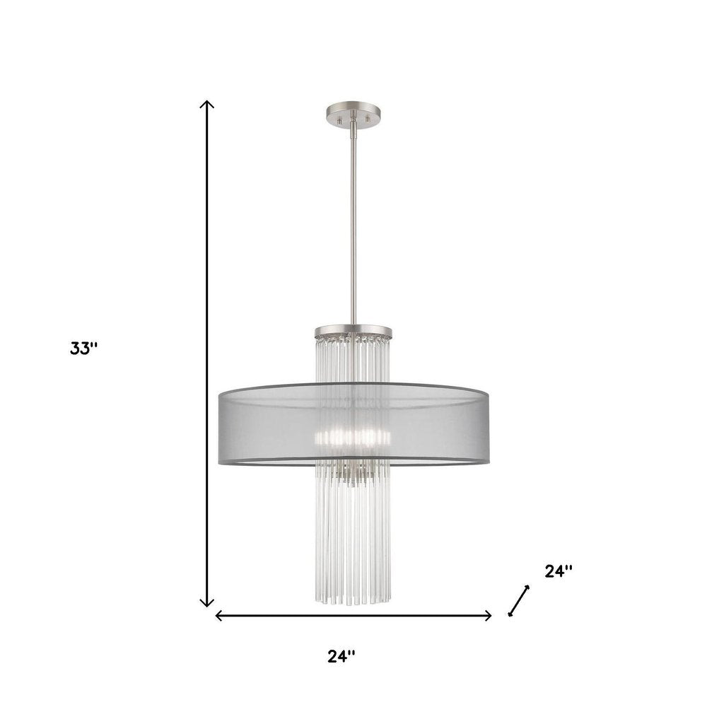 Nickel Four Light Metal Dimmable Chandelier With Shades HomeRoots