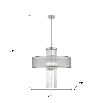Nickel Four Light Metal Dimmable Chandelier With Shades HomeRoots