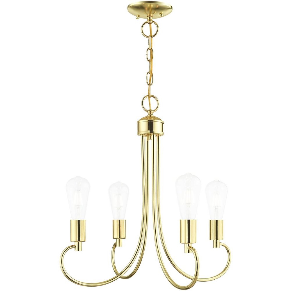Brass Four Light Metal Dimmable Chandelier With Shades HomeRoots