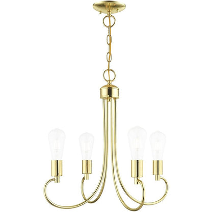 Brass Four Light Metal Dimmable Chandelier With Shades HomeRoots