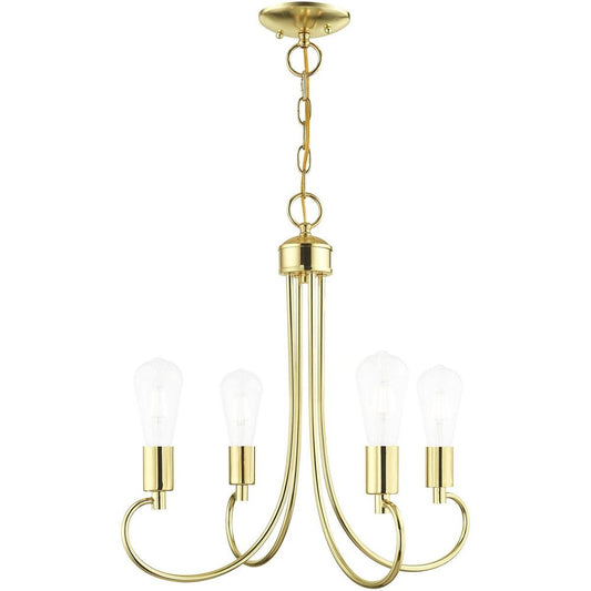 Brass Four Light Metal Dimmable Chandelier With Shades HomeRoots