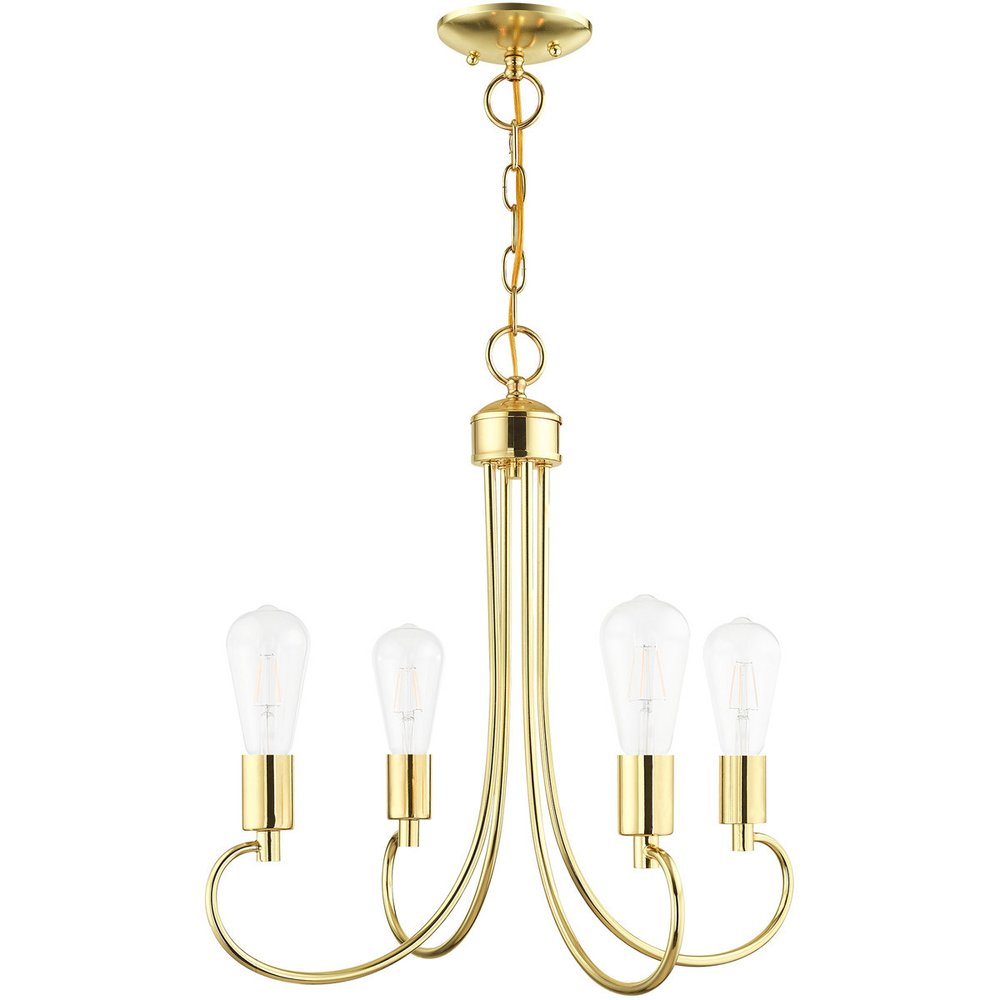 Brass Four Light Metal Dimmable Chandelier With Shades HomeRoots