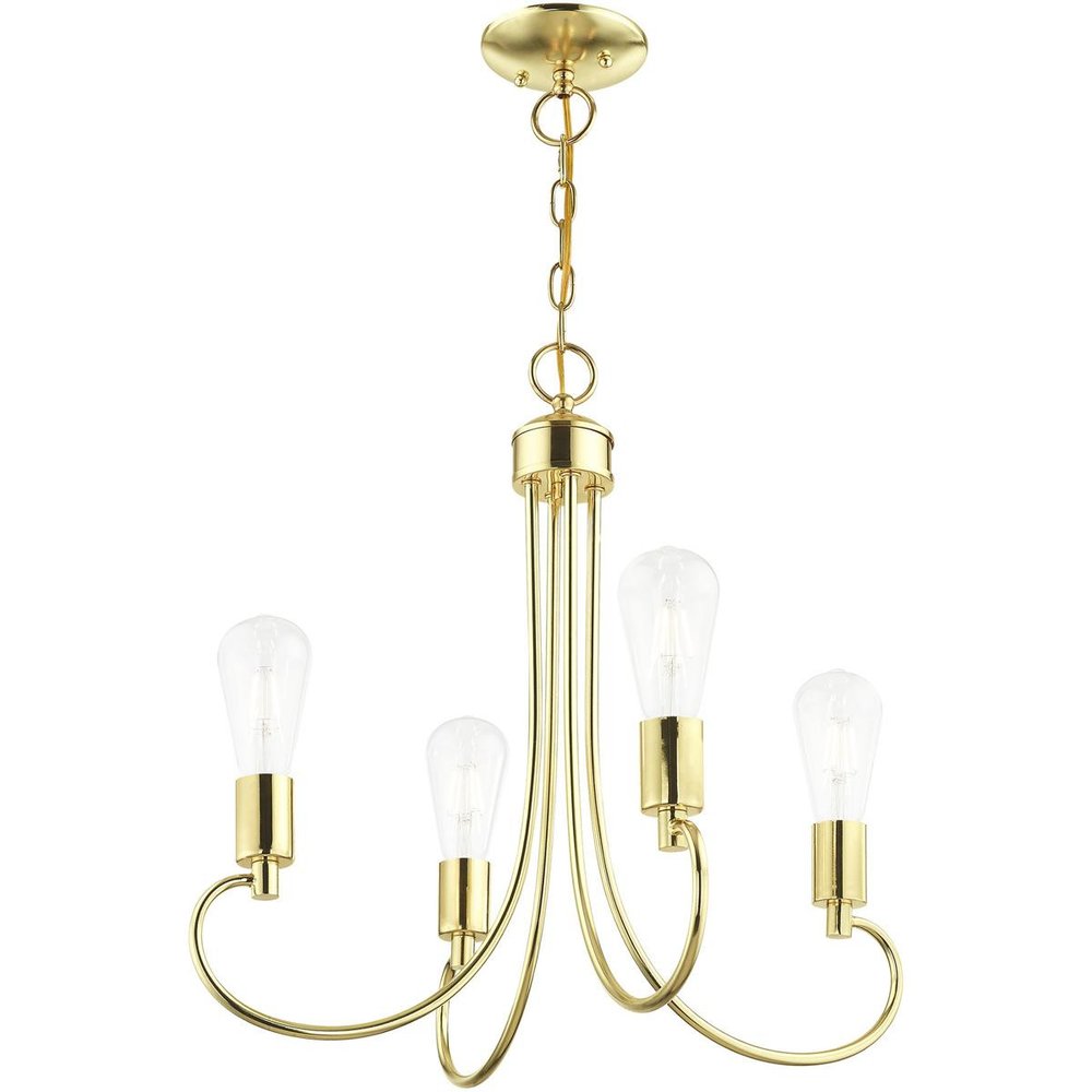 Brass Four Light Metal Dimmable Chandelier With Shades HomeRoots