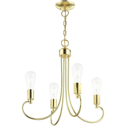 Brass Four Light Metal Dimmable Chandelier With Shades HomeRoots