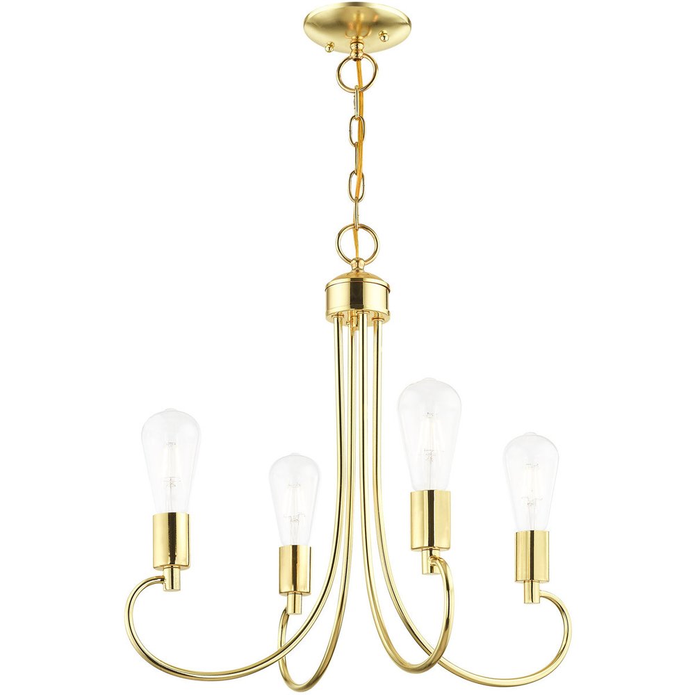 Brass Four Light Metal Dimmable Chandelier With Shades HomeRoots