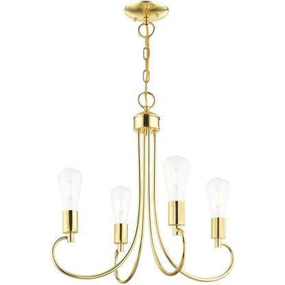 Brass Four Light Metal Dimmable Chandelier With Shades HomeRoots