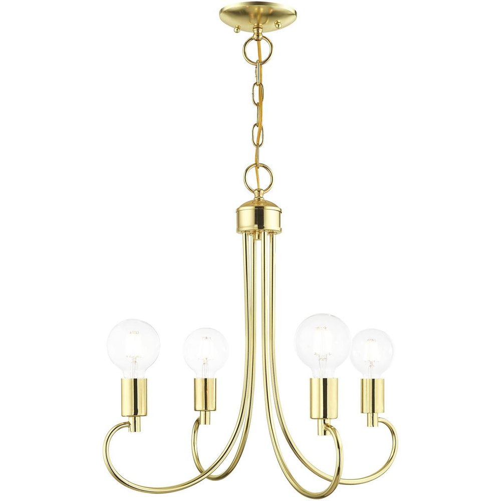 Brass Four Light Metal Dimmable Chandelier With Shades HomeRoots