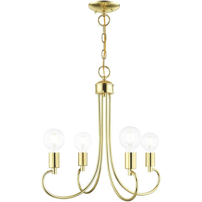 Brass Four Light Metal Dimmable Chandelier With Shades HomeRoots