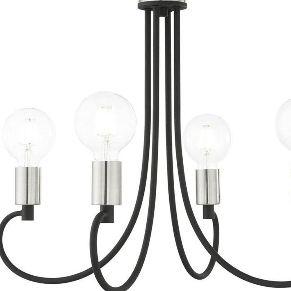 Black Four Light Metal Dimmable Chandelier With Shades