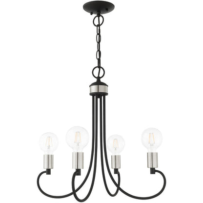 Four Light Dimmable Chandelier With Shades HomeRoots