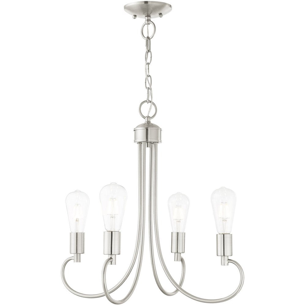 Nickel Four Light Metal Dimmable Chandelier With Shades HomeRoots