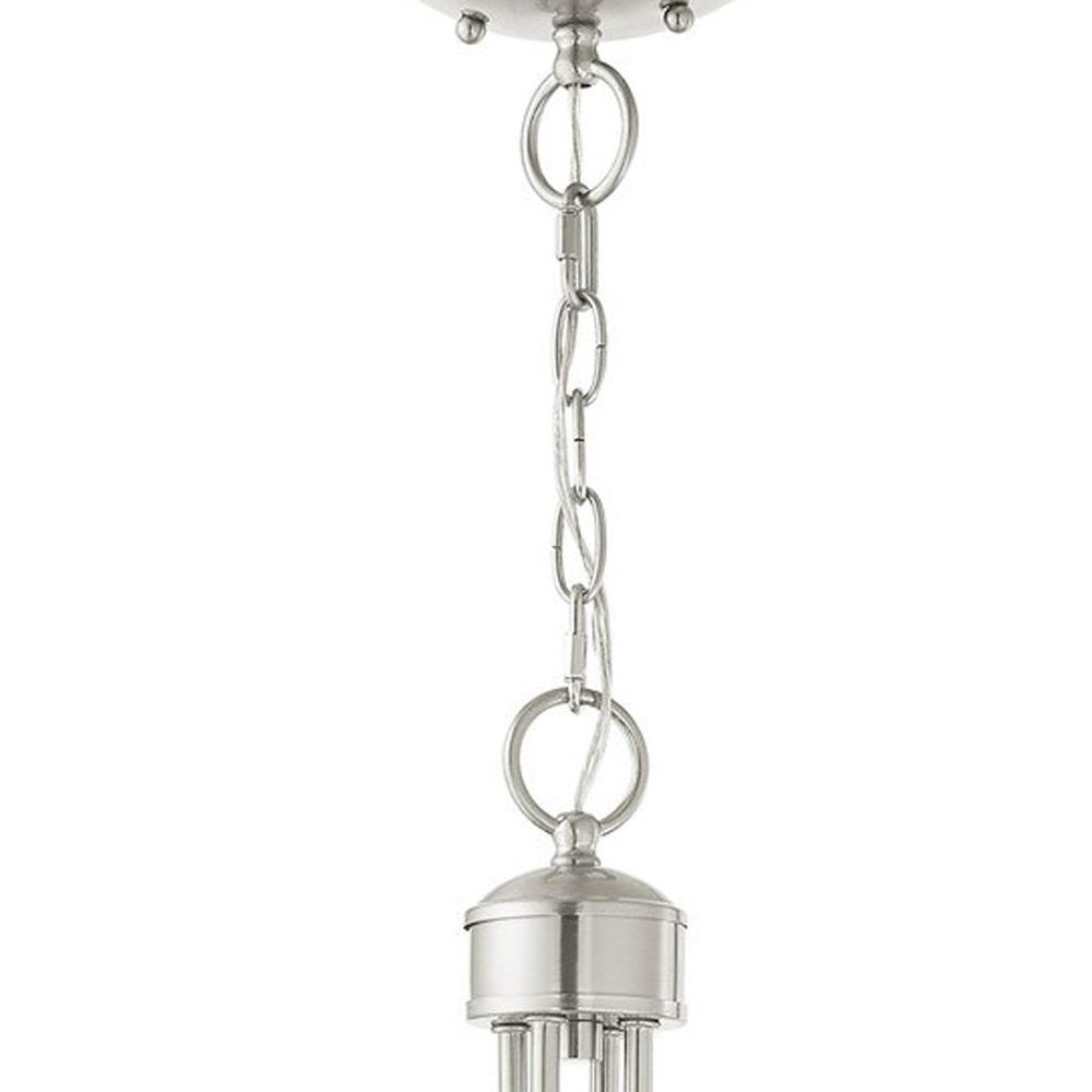 Nickel Four Light Metal Dimmable Chandelier With Shades HomeRoots