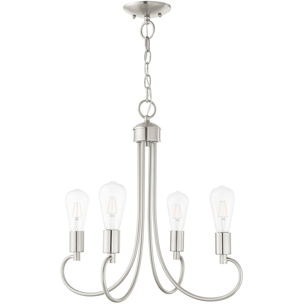 Nickel Four Light Metal Dimmable Chandelier With Shades HomeRoots