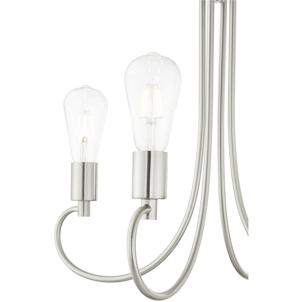 Nickel Four Light Metal Dimmable Chandelier With Shades HomeRoots