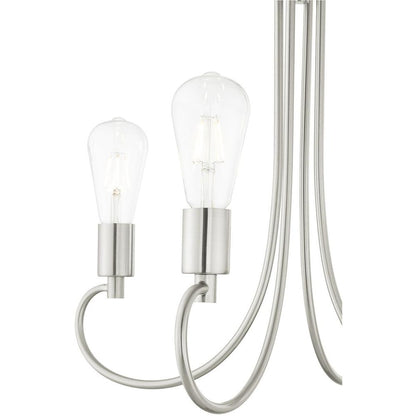 Nickel Four Light Metal Dimmable Chandelier With Shades HomeRoots