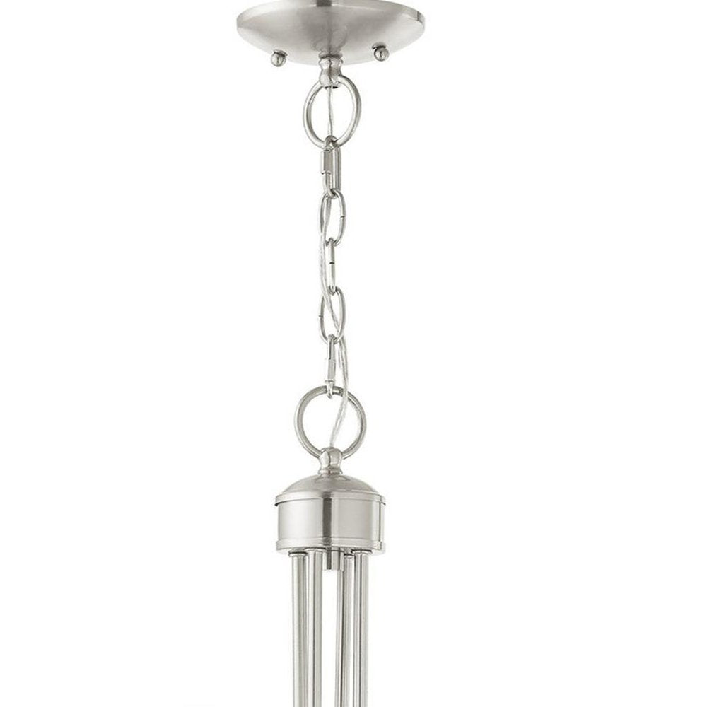 Nickel Four Light Metal Dimmable Chandelier With Shades HomeRoots
