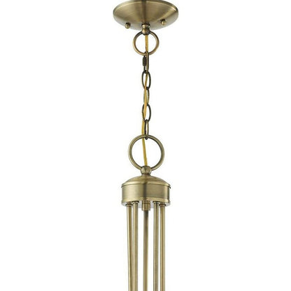 Antiqued Brass Five Light Metal Dimmable Chandelier With Shades HomeRoots