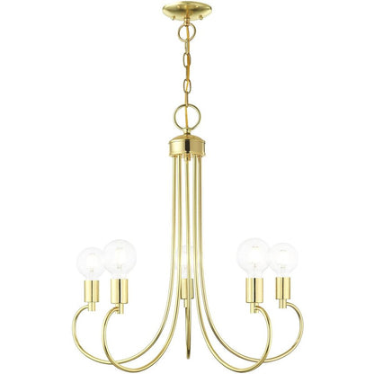 Brass Five Light Metal Dimmable Chandelier With Shades HomeRoots