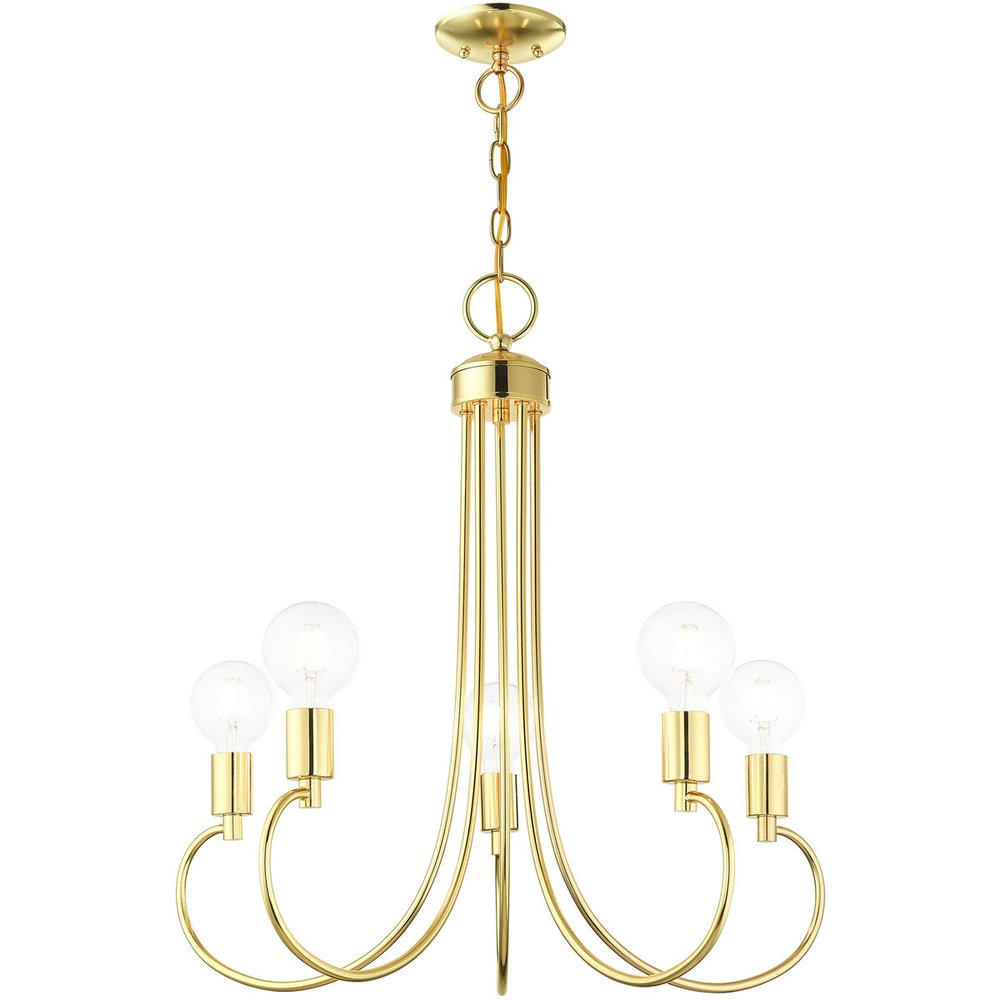 Brass Five Light Metal Dimmable Chandelier With Shades HomeRoots