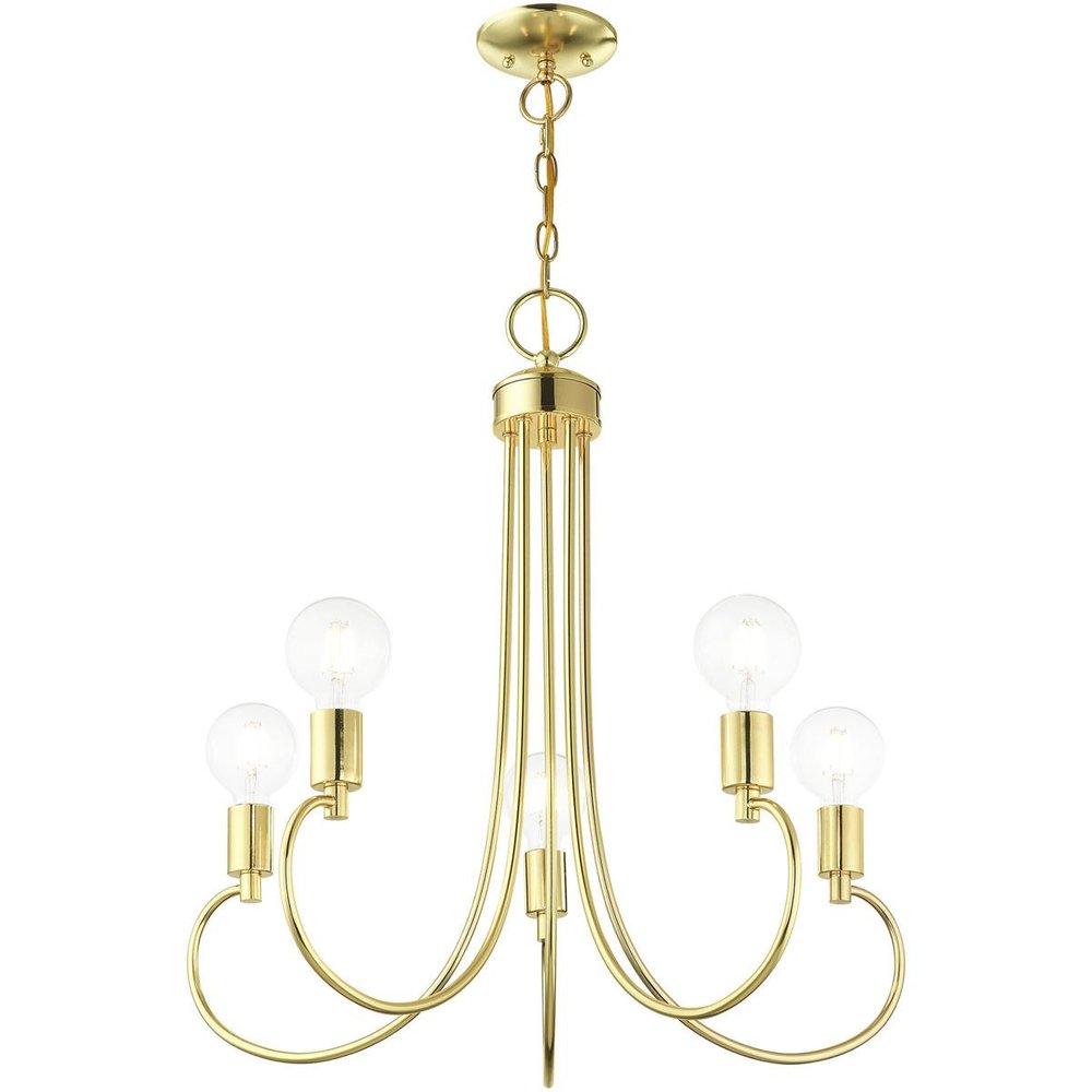 Brass Five Light Metal Dimmable Chandelier With Shades HomeRoots