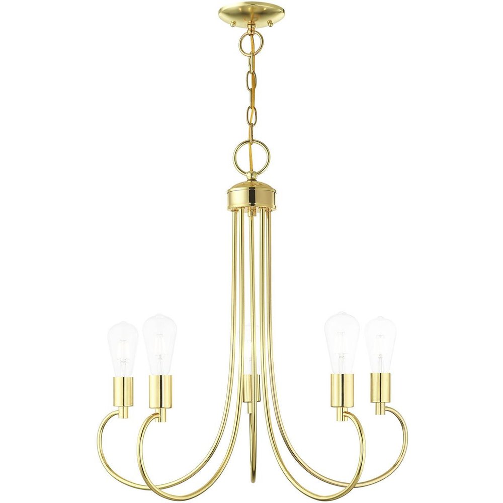 Brass Five Light Metal Dimmable Chandelier With Shades HomeRoots