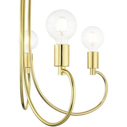 Brass Five Light Metal Dimmable Chandelier With Shades HomeRoots